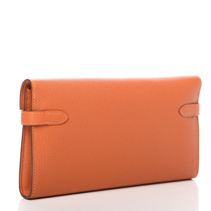 Hermes Chevre Mysore Kelly Longue Wallet Orange 3 of 7