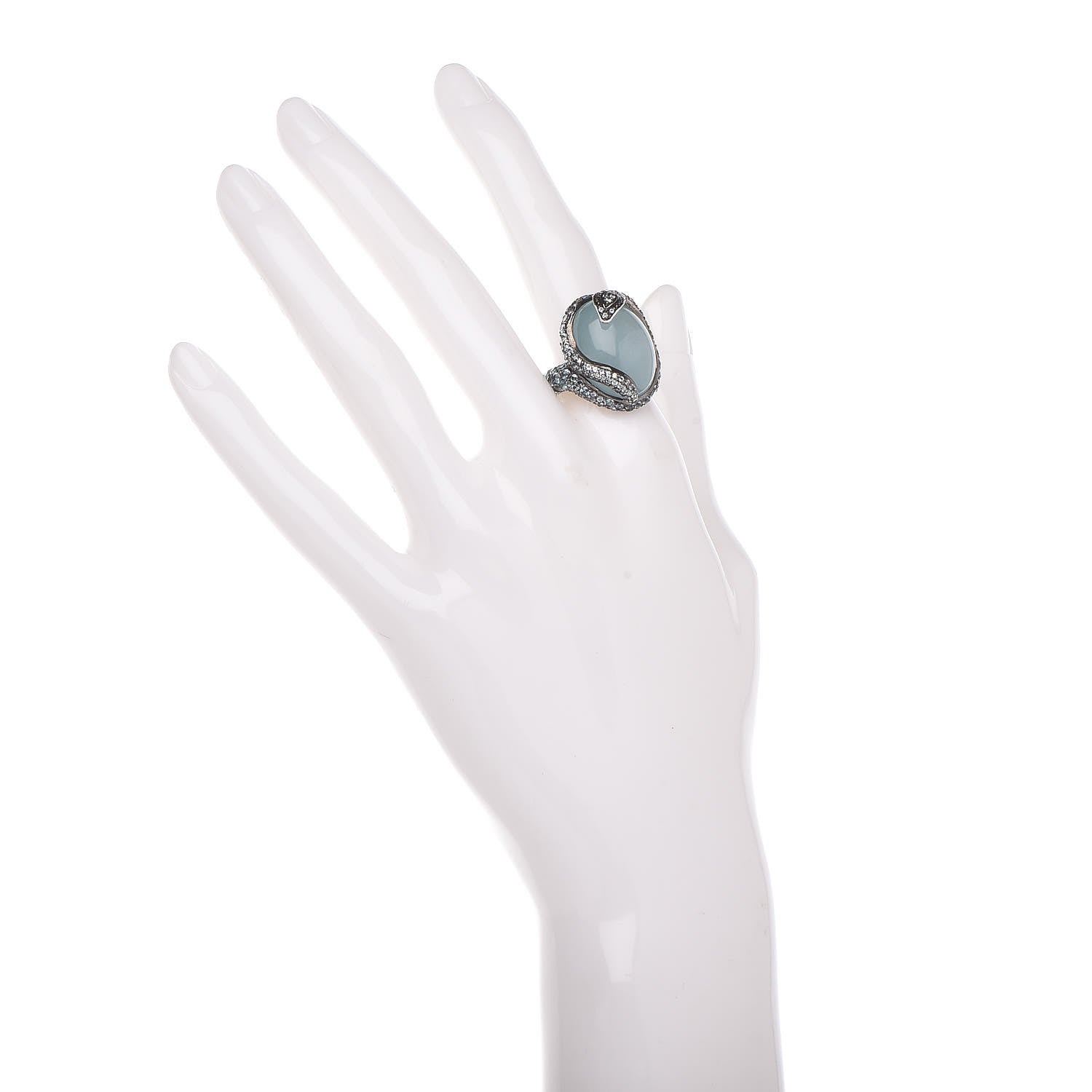 John Hardy Sterling Silver Diamond Blue Topaz Aquamarine Legends Cobra Ring 54 6.75 2 of 6