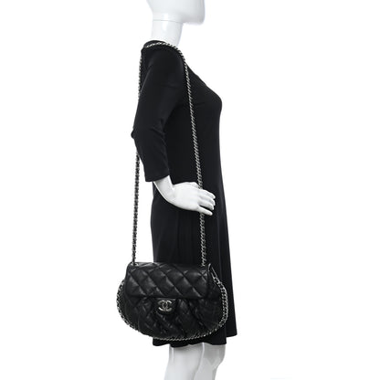 Chanel Washed Lambskin Quilted Medium Chain Around Messenger Black 2 of 11