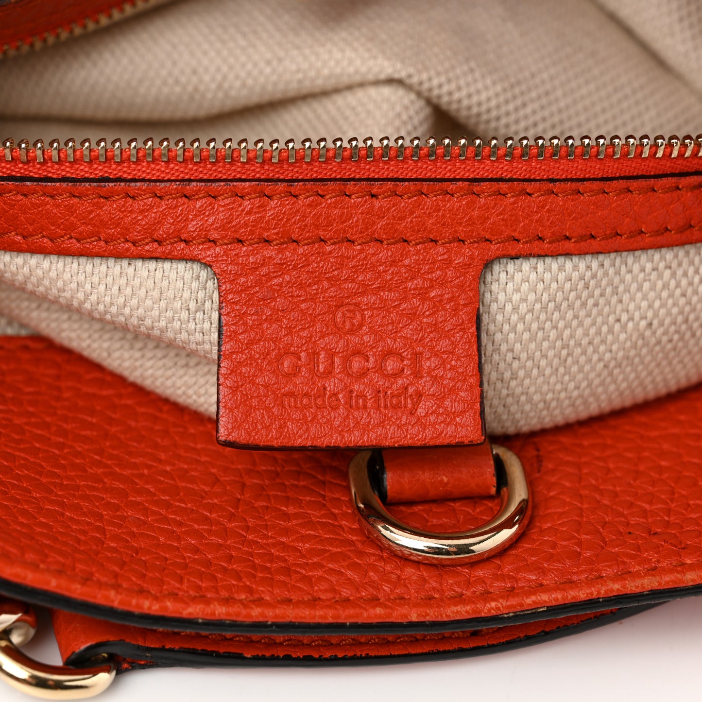 Pebbled Calfskin Medium Soho Chain Shoulder Bag Sun Orange