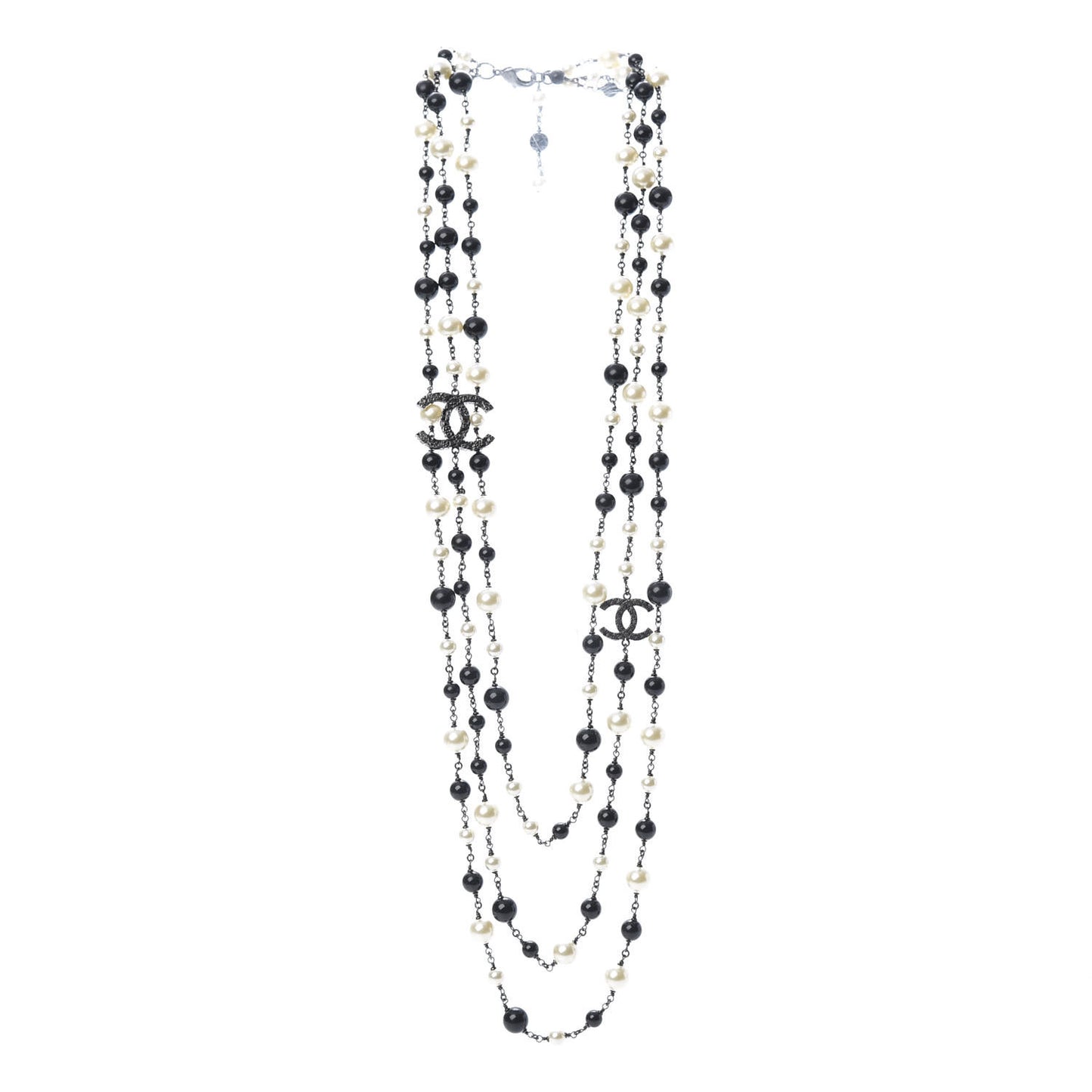 Ruthenium Camellia Pearl CC Necklace Black