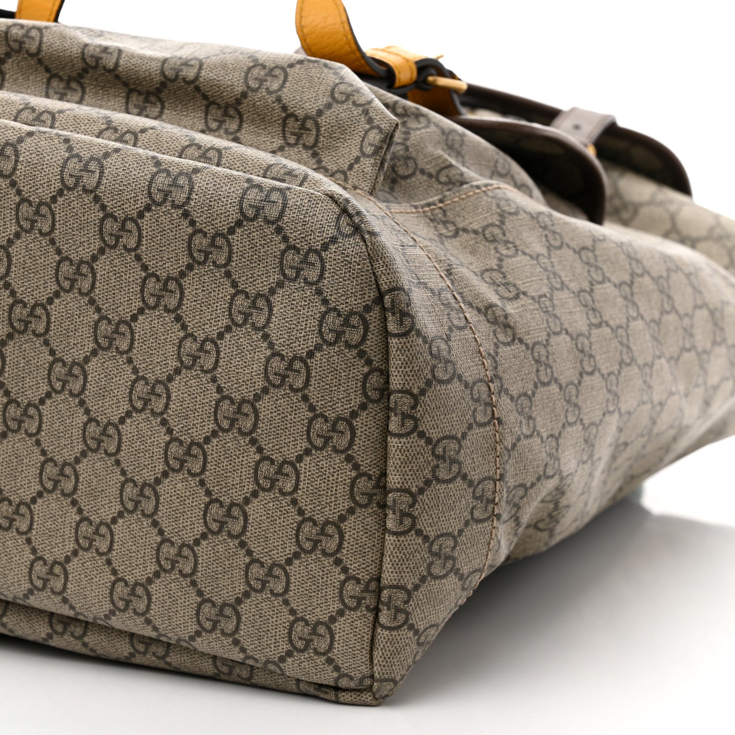 Gucci Soft GG Supreme Monogram Neo Vintage Double Buckle Backpack Beige New Acero Crop 9 of 9