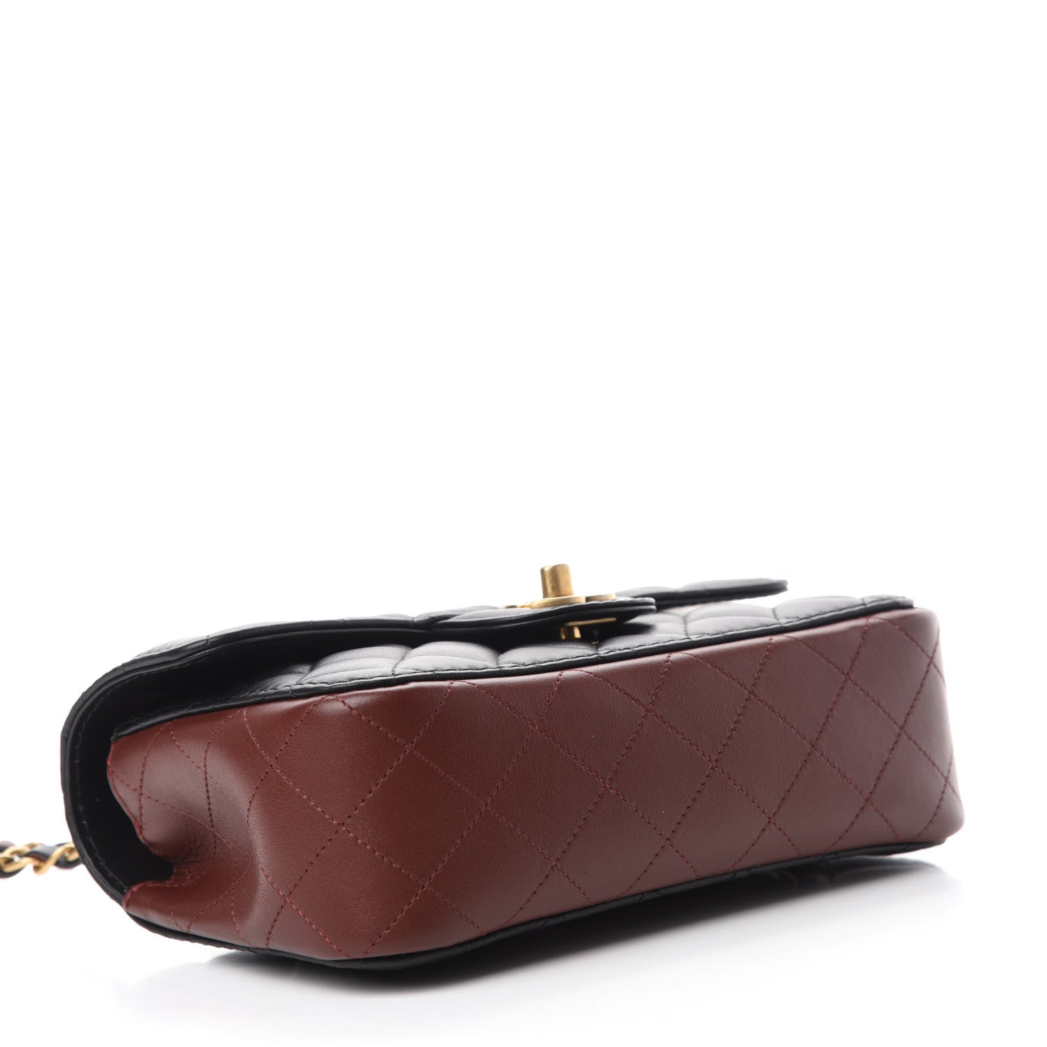 Chanel Calfskin Quilted Small Strap Into Flap Bag Black Brown 4 of 11