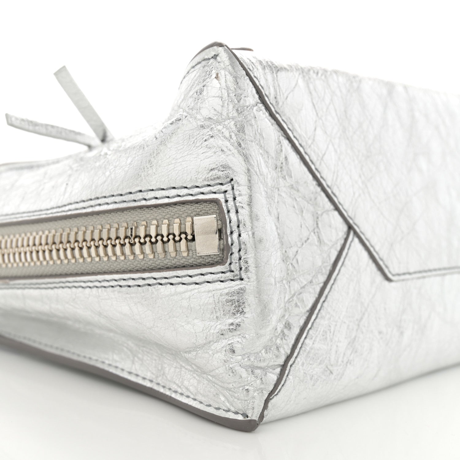 Balenciaga Metallic Calfskin Papier A6 Zip Around Tote Silver 9 of 11