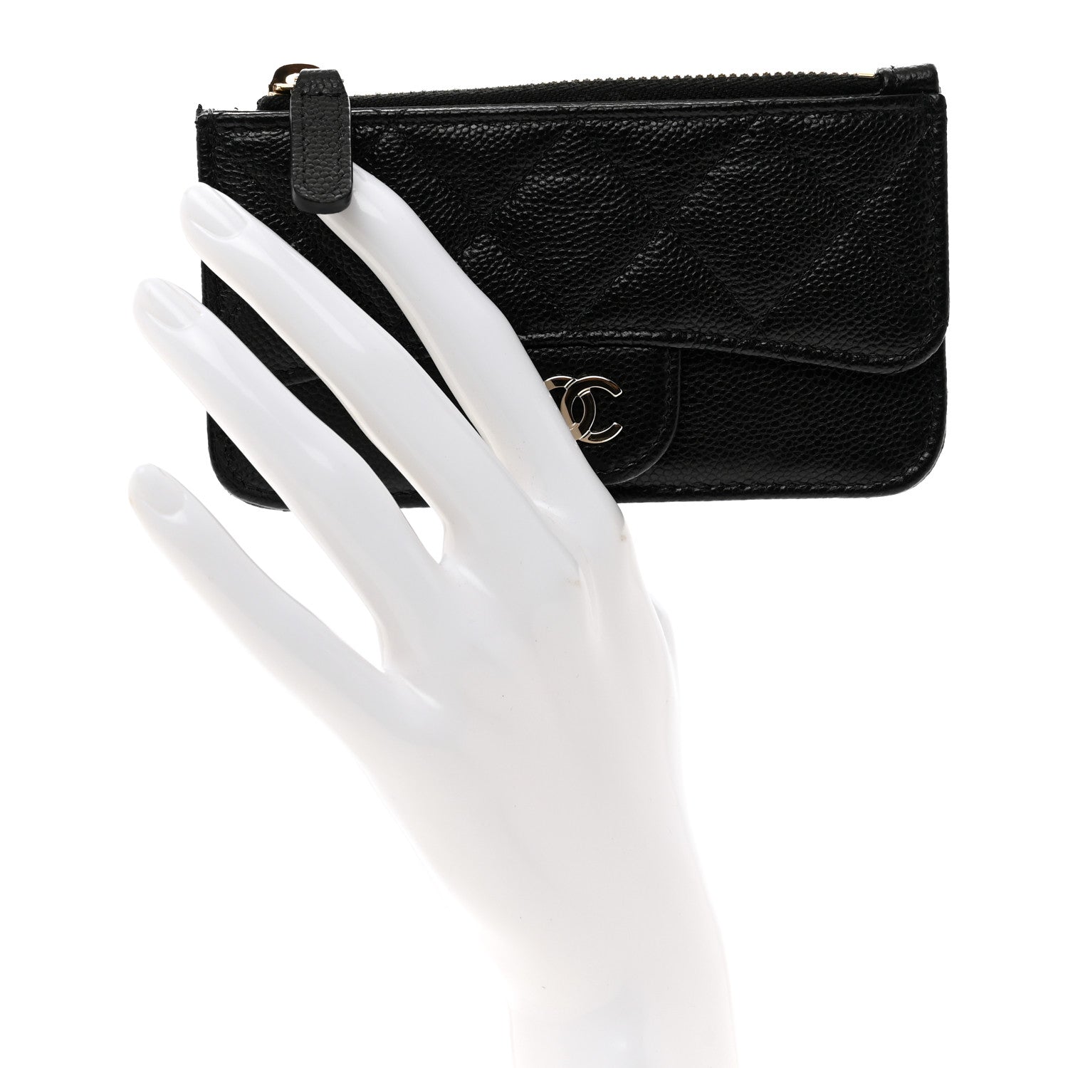 Chanel Caviar Quilted Flap Zip Card Holder Black 2 of 8