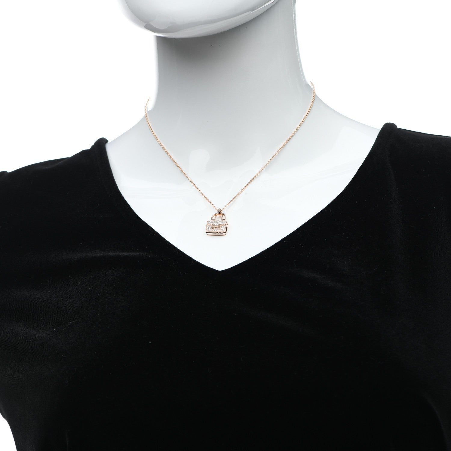 Hermes 18K Rose Gold Diamond Constance Amulettes Pendant Necklace 2 of 6