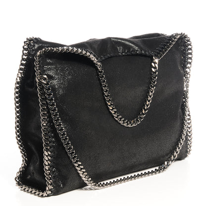 Stella McCartney Faux Leather Shaggy Deer Falabella Fold Over Tote Black 3 of 9