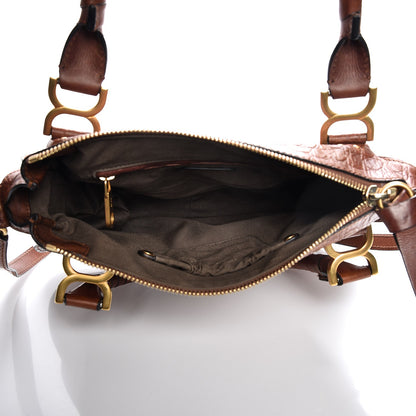 Chloe Calfskin Crocodile Embossed Medium Marcie Satchel Mahogany 6 of 13