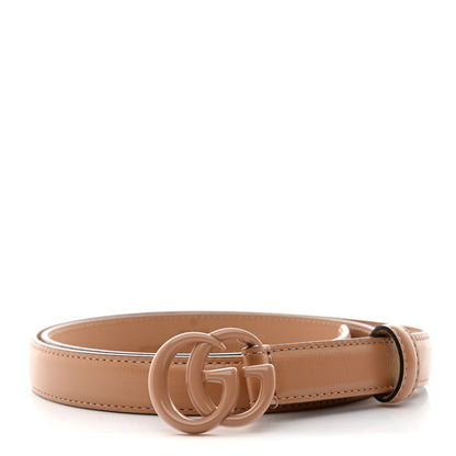 Gucci Azalea Calfskin Enamel Monochrome Double G 20mm Belt 85 34 Camelia 1 of 5
