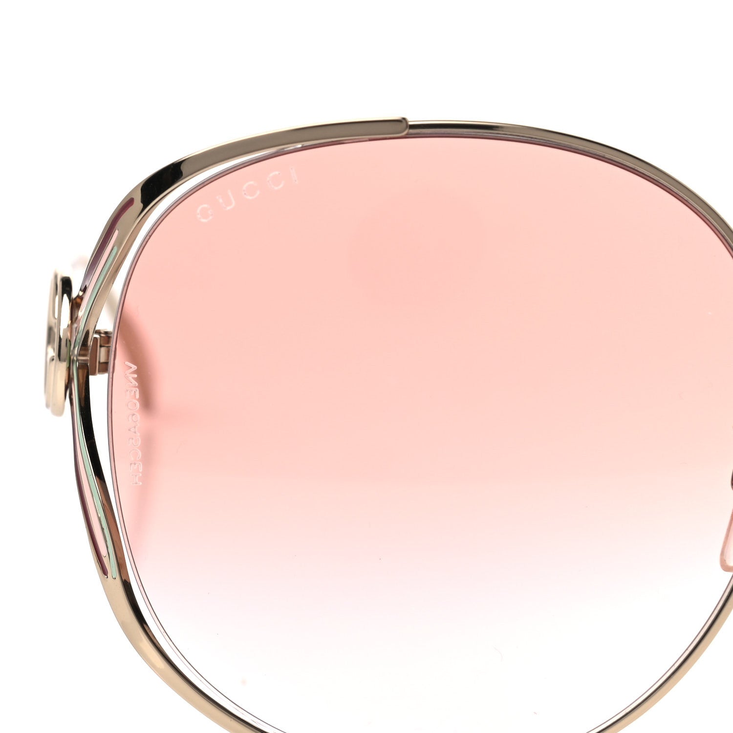 Gucci Metal Oversized Round Frame GG0225S Sunglasses Gold 5 of 8