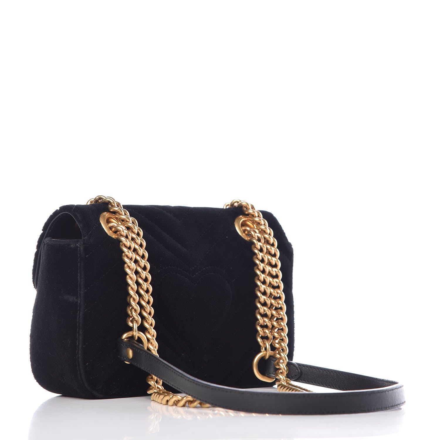 Gucci Velvet Matelasse Mini GG Marmont Shoulder Bag Black 3 of 10