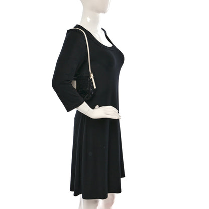 Fendi Satin Sequin Paillettes Elaphe Plexiglass Mini Baguette 1997 Black Avorio 2 of 11