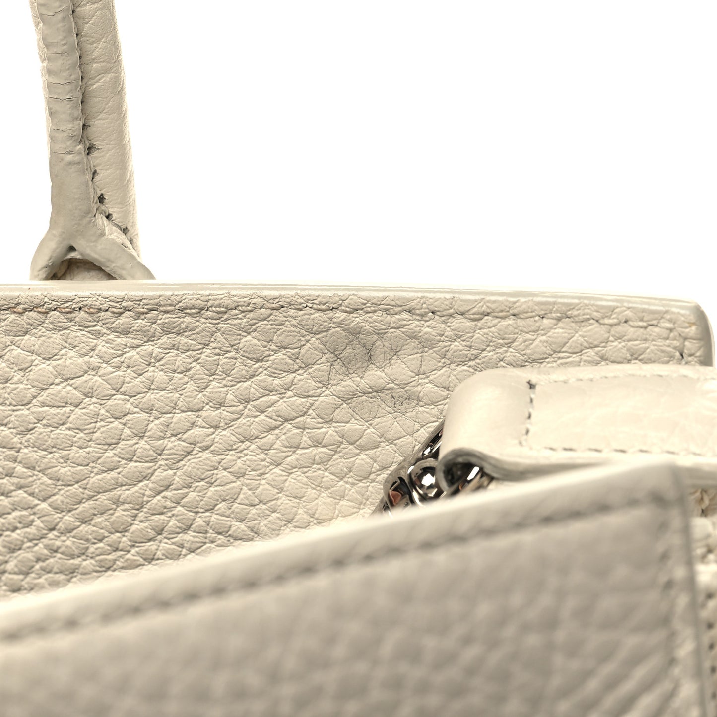 Grained Calfskin Nano Sac De Jour Dove White