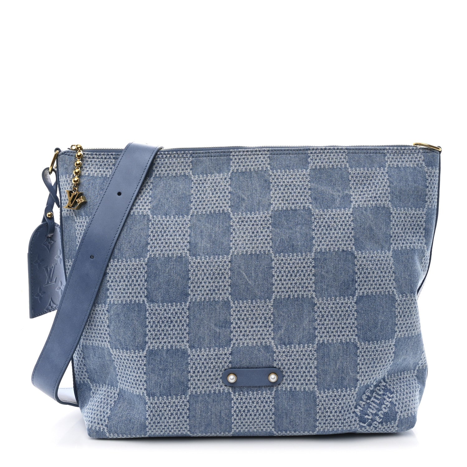 Louis Vuitton Damier Denim Vagabond Hobo Blue 1 of 9
