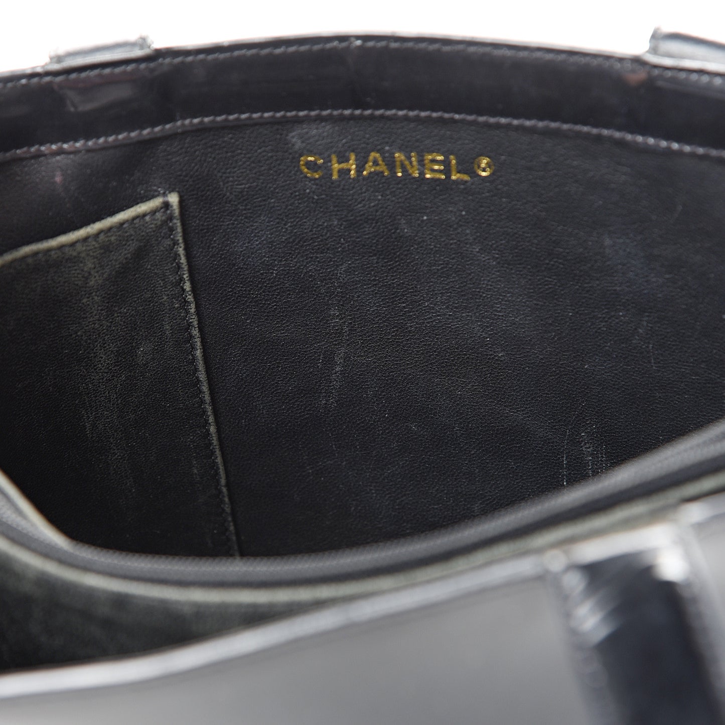 Patent Logo Shoulder Bag Black