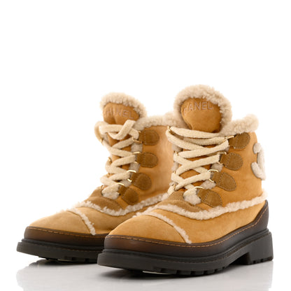 Chanel Suede Lace Up Snow Boots 36.5 Brown 3 of 9