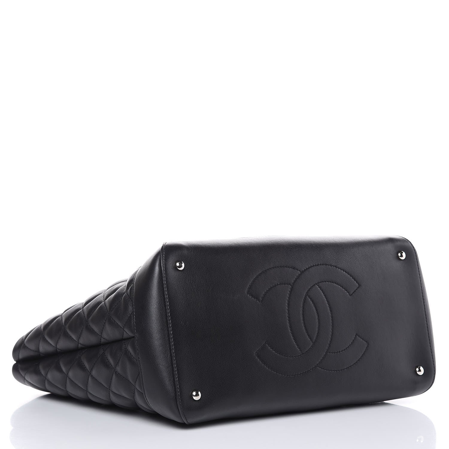 Chanel Calfskin Quilted Large Easy Shopping Tote Black 4 of 14