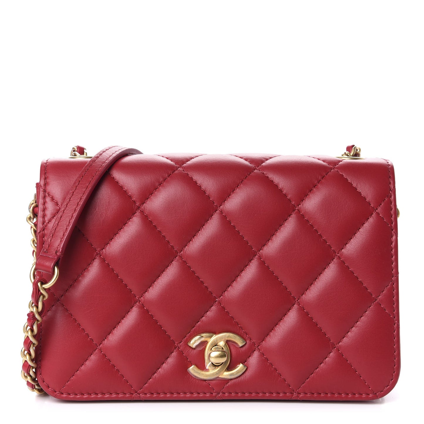 Lambskin Quilted CC Flap Red