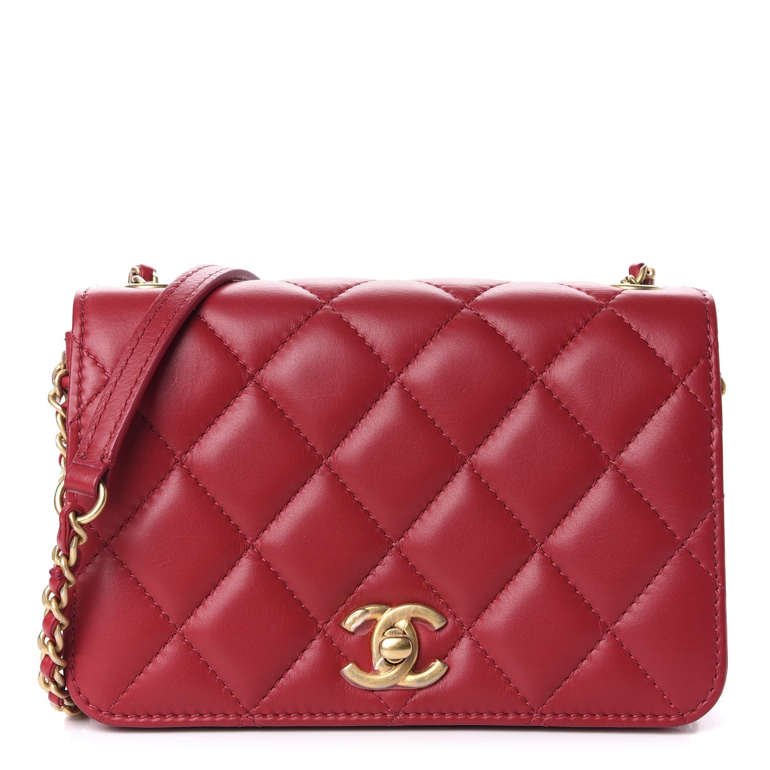 Chanel Lambskin Quilted CC Flap Red 1 of 11