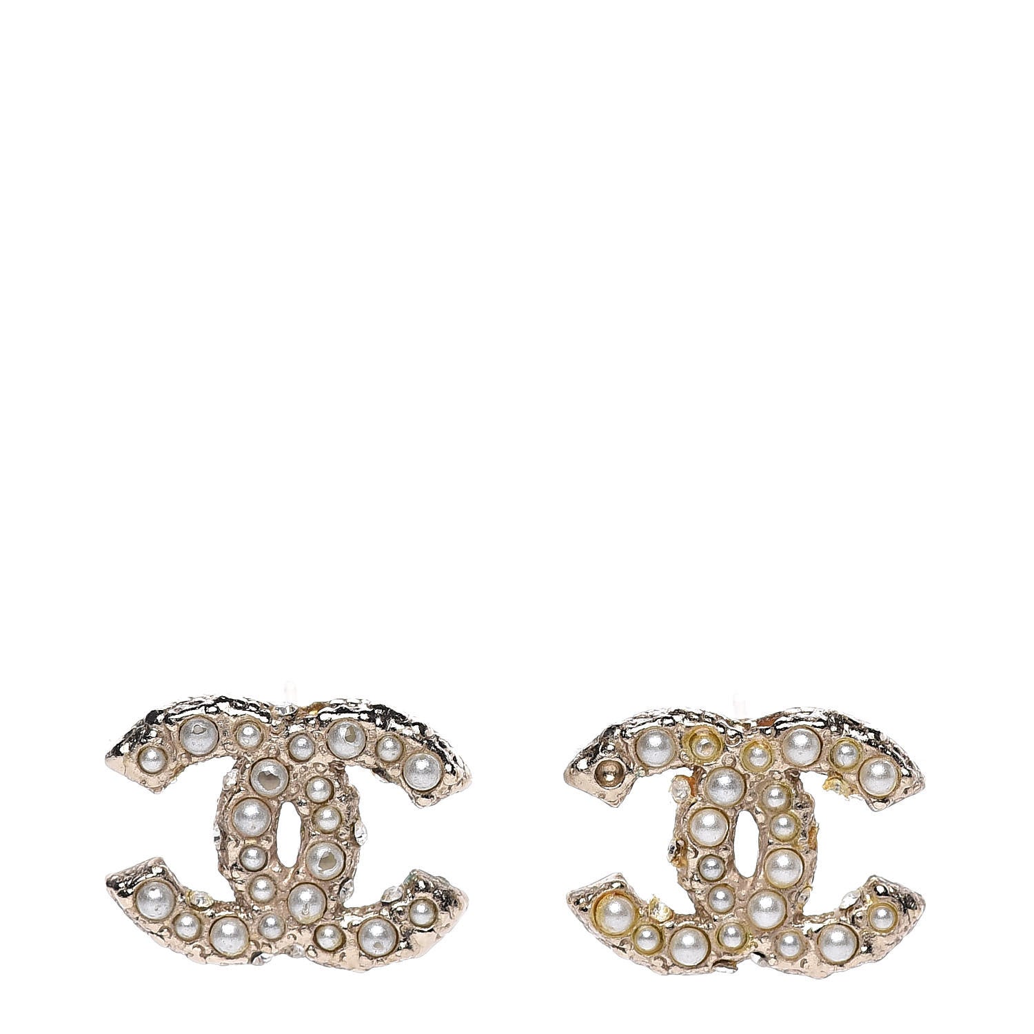 Chanel Pearl Crystal CC Earrings Gold 1 of 4