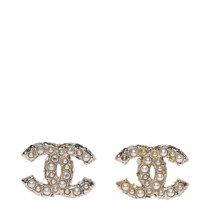 Chanel Pearl Crystal CC Earrings Gold 1 of 4
