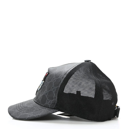 Gucci GG Supreme Monogram Angry Cat Embroidered Baseball Hat S Black 3 of 8