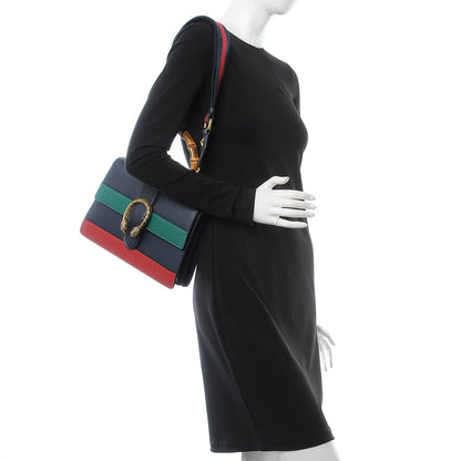 Gucci Moon Calfskin Bamboo Web Medium Dionysus Top Handle Bag Blue Emerald Hibiscus Red 2 of 10