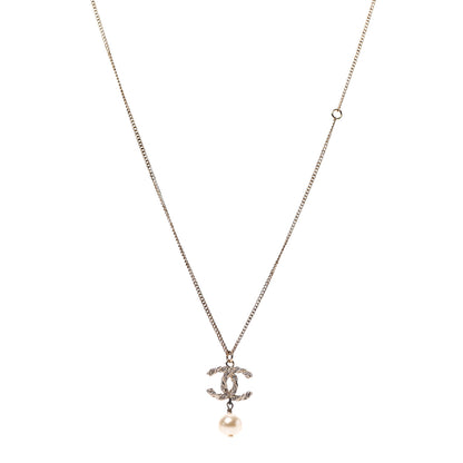 Chanel Crystal Twisted CC Drop Necklace Gold 1 of 5