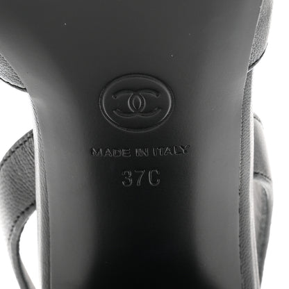 Chanel Lambskin Patent Calfskin Cap Toe CC Slingback Pumps 37 Black Green 7 of 10