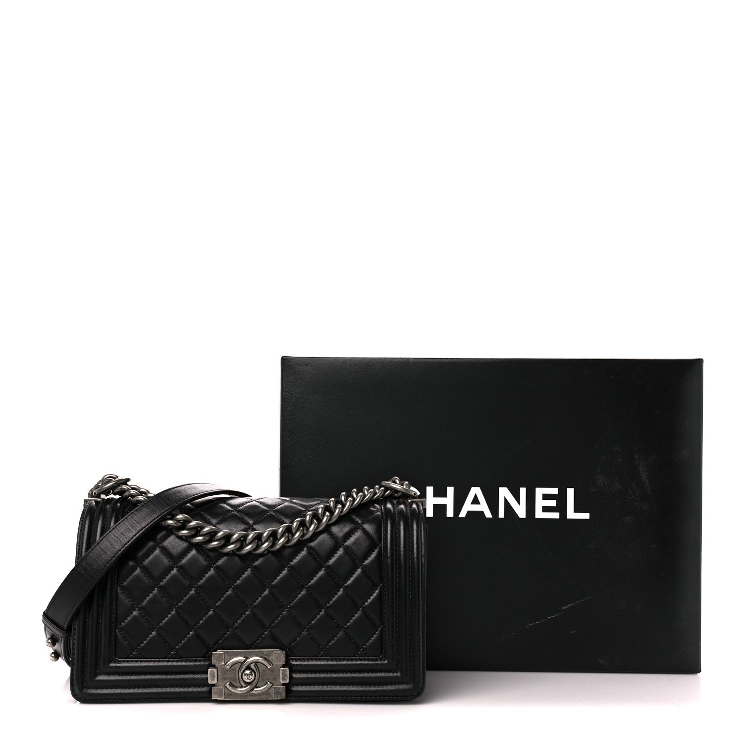 Chanel Lambskin Quilted Medium Boy Flap Black 11 of 11