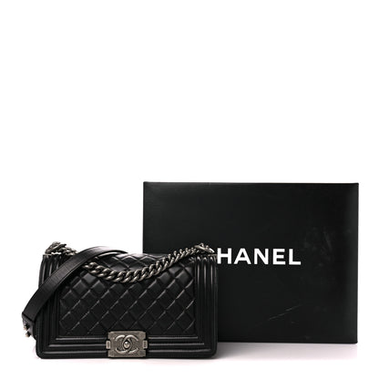 Chanel Lambskin Quilted Medium Boy Flap Black 11 of 11