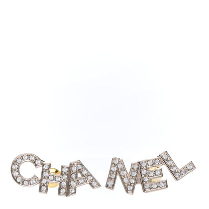 Chanel Crystal Pearl Signature Stud Earrings Gold 1 of 5