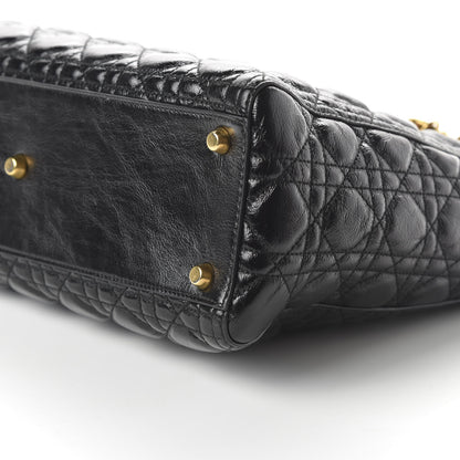 Christian Dior Crinkled Patent Cannage Large Lady Dior Black 7 of 9