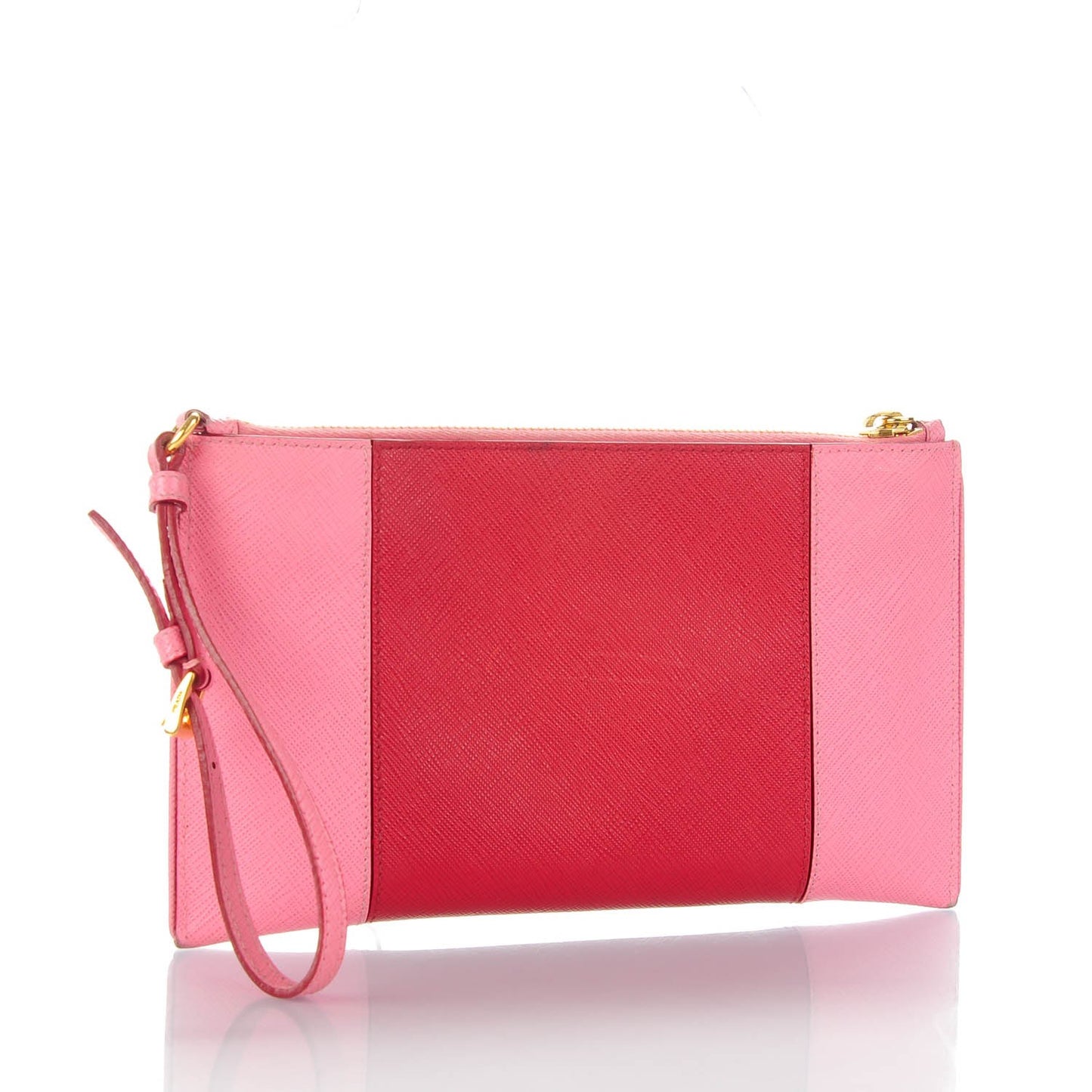 Saffiano Colour Bi-Color Wristlet Clutch Fuoco Geranio