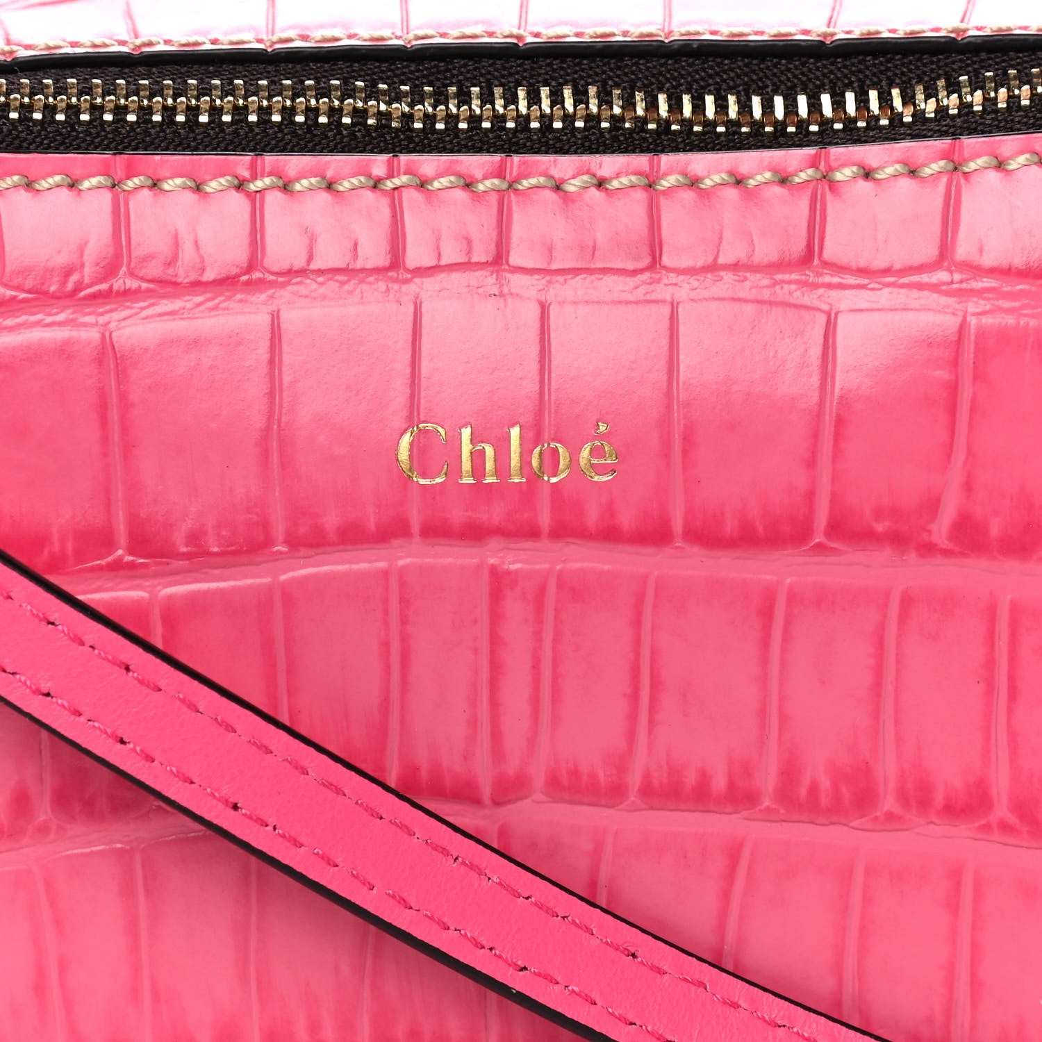 Chloe Crocodile Embossed Mini Daria Chain Bag Hot Pink 8 of 12