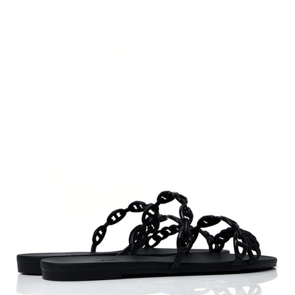 Hermes Rubber Chaine d'Ancre Nude Sandals 37 Black 3 of 6