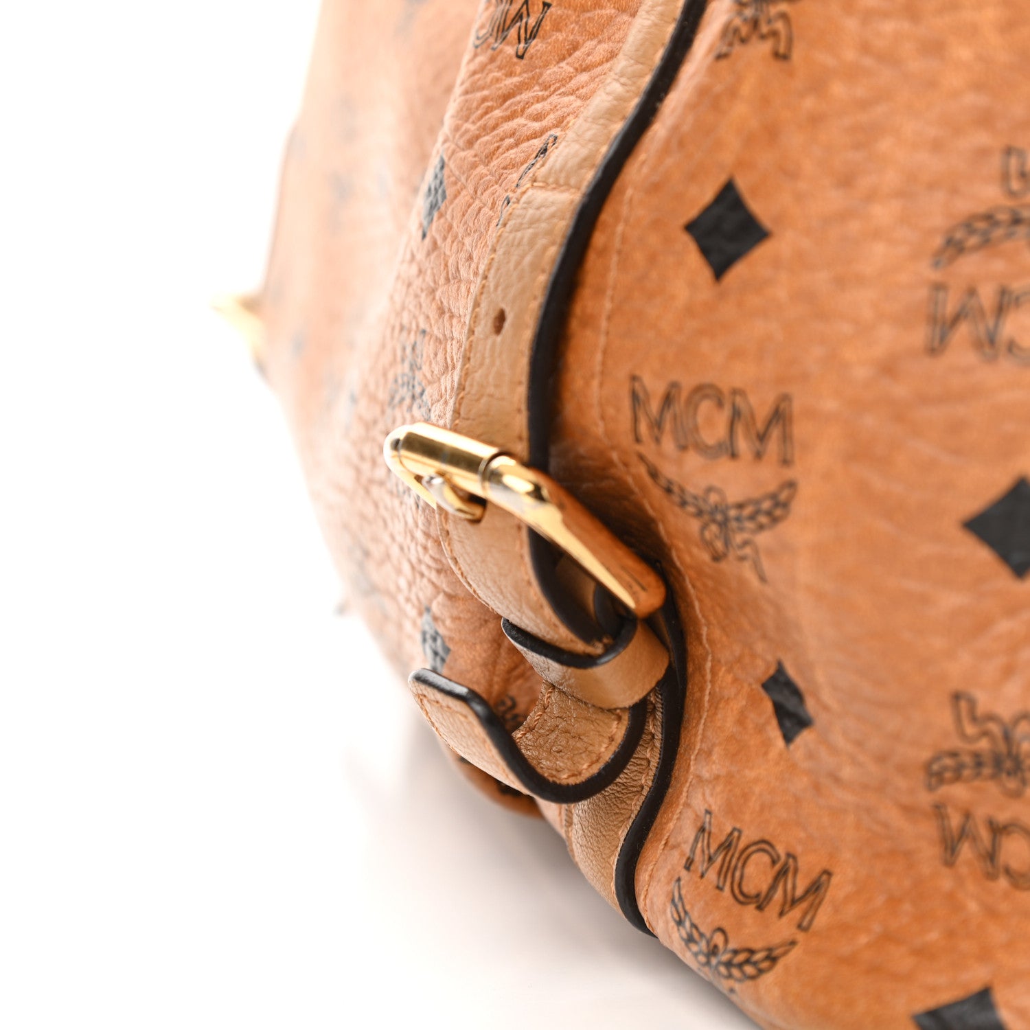 MCM Visetos Studded Medium Essentials Shopper Tote Cognac 9 of 12