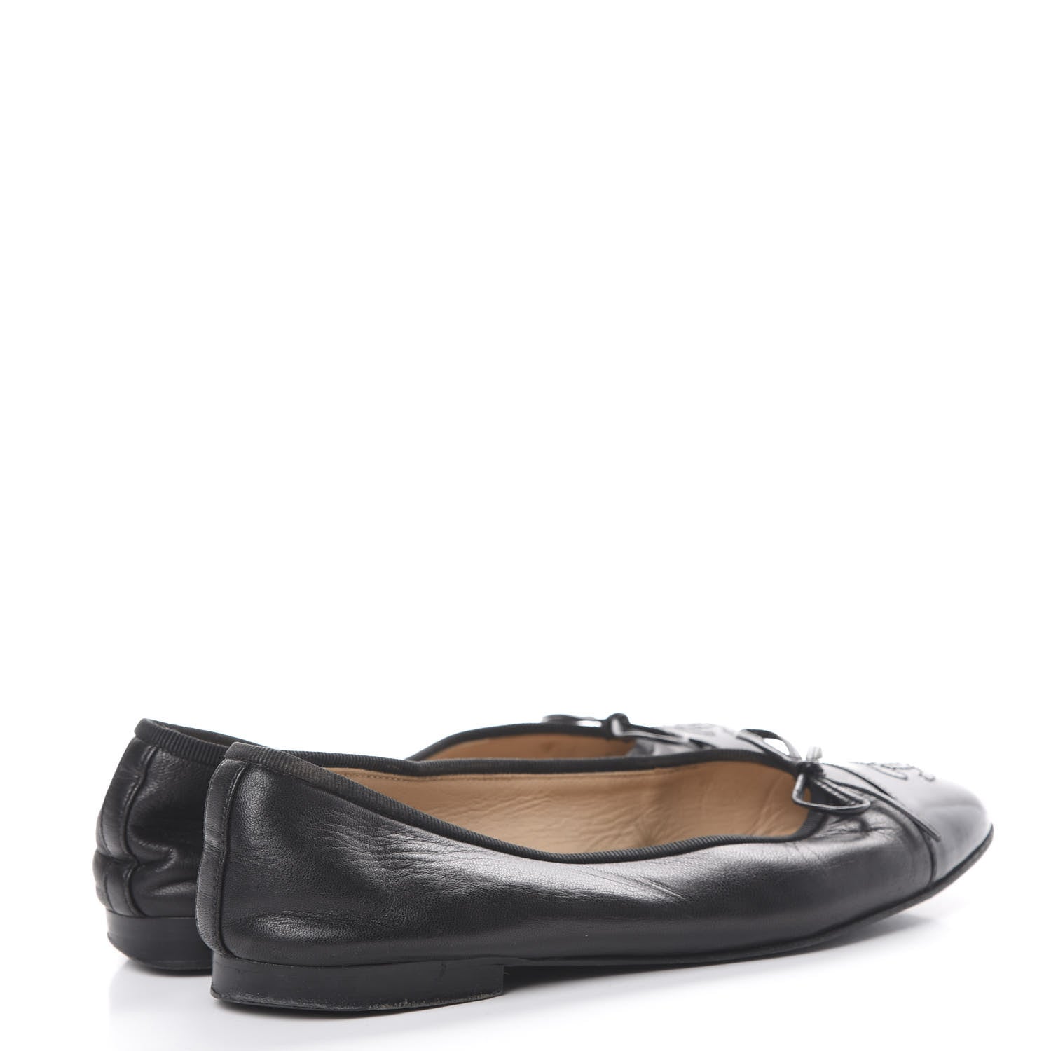 Chanel Lambskin Patent Cap Toe Ballerina Flats 37.5 Black 4 of 20