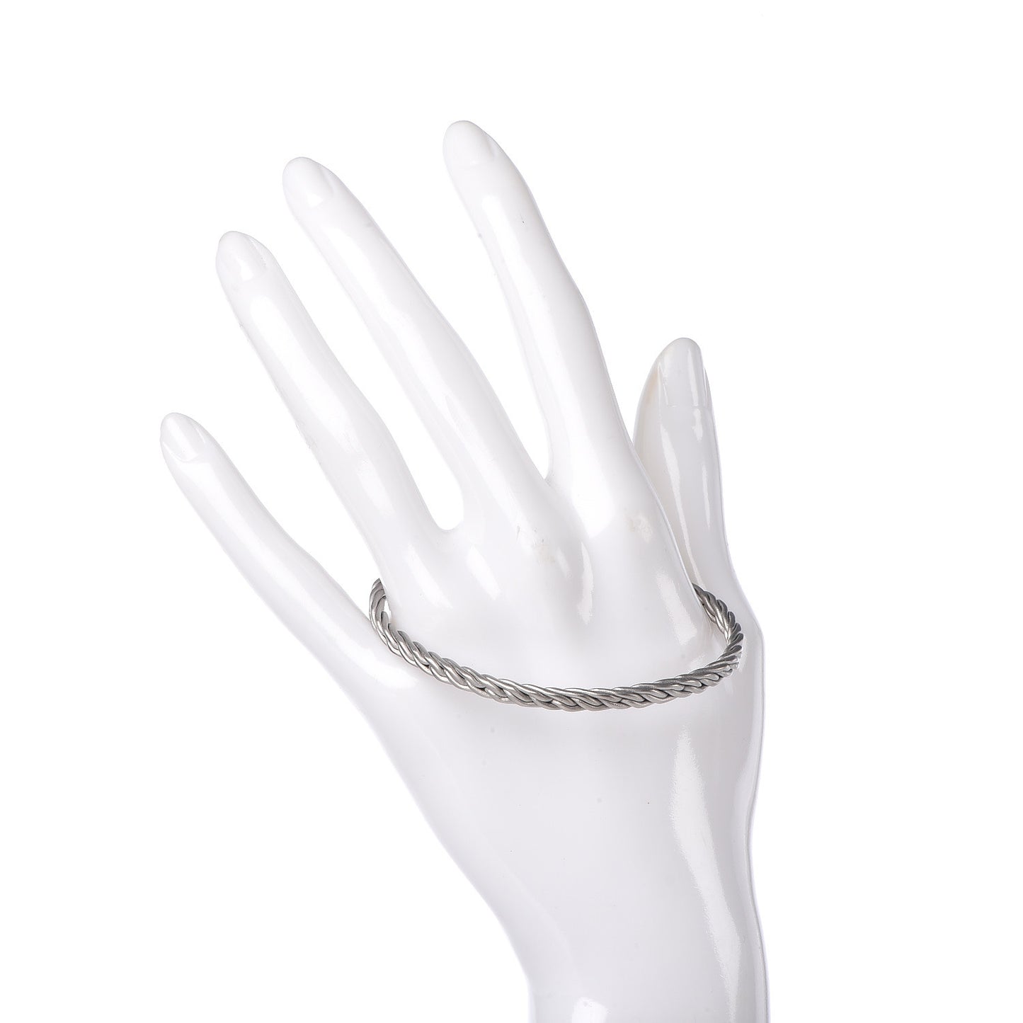 Sterling Silver Titanium 4mm Slim Chain Woven Cuff Bracelet