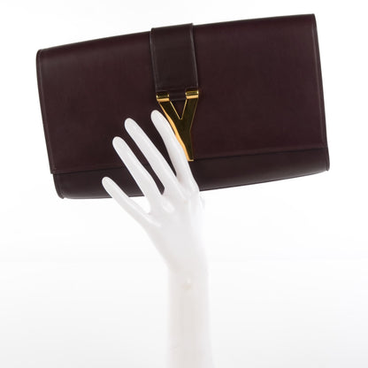 Saint Laurent Calfskin Classic Y Ligne Clutch (Wine) 2 of 8