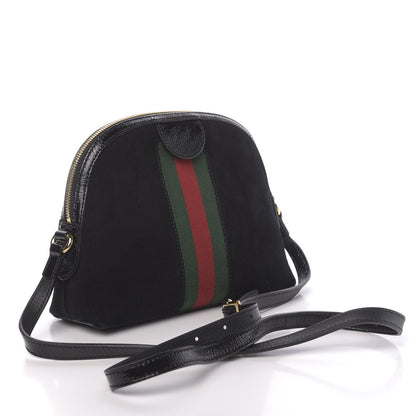 Gucci Suede Patent Web GG Small Ophidia Dome Shoulder Bag Black 3 of 12