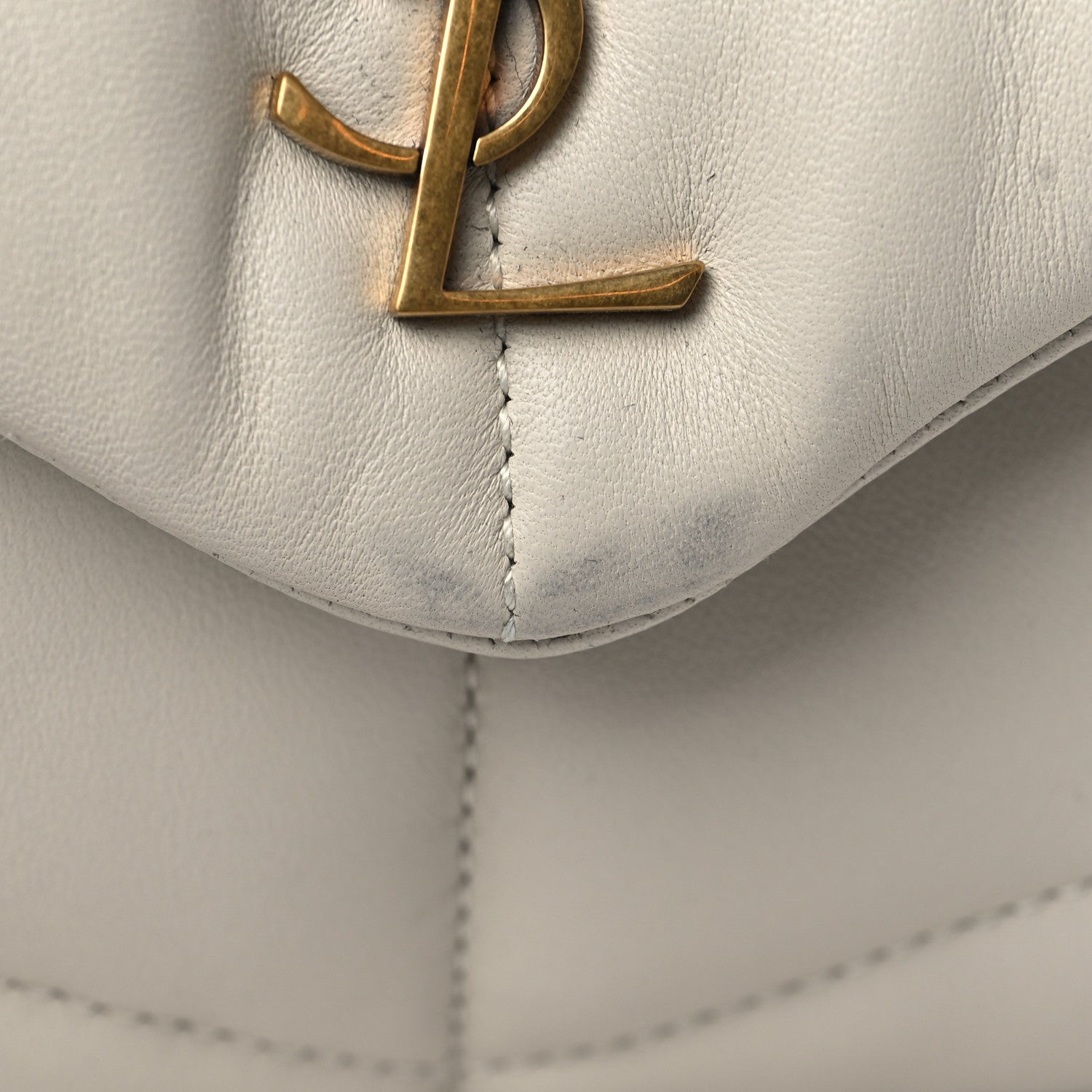 Saint Laurent Lambskin Quilted Toy Loulou Puffer Monogram Chain Satchel Crema Soft 12 of 14
