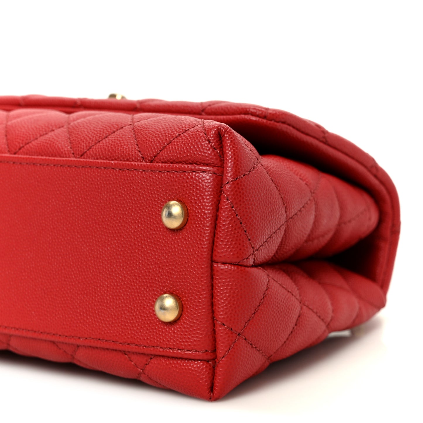 Caviar Lizard Embossed Quilted Mini Coco Handle Flap Red
