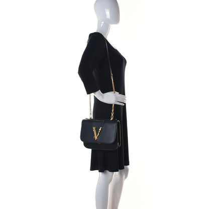 Versace Vitello Barocco Virtus Top Handle Shoulder Bag Black 1 of 10