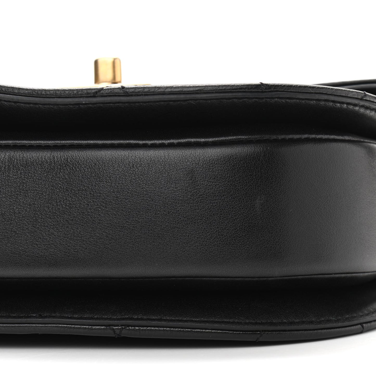 Calfskin Quilted Moon Messenger Black