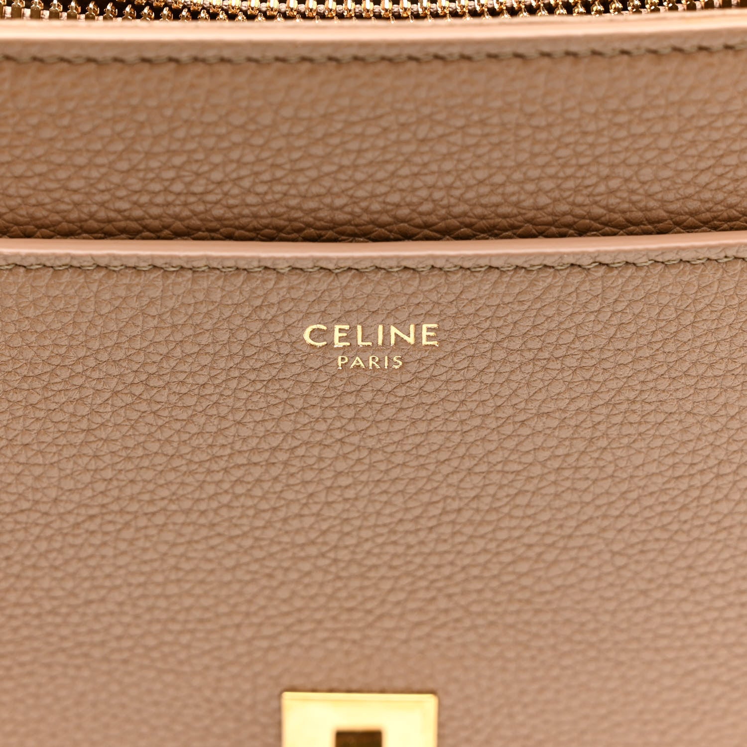 Celine Grained Calfskin Medium 16 Top Handle Bag Beige 6 of 14