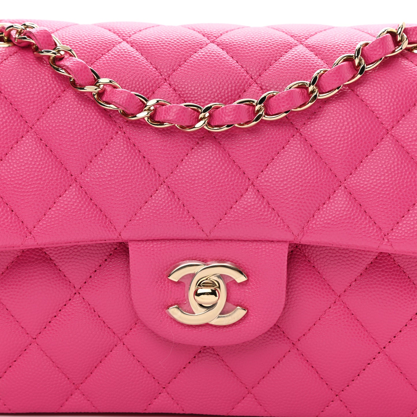Caviar Quilted Small Double Flap Dark Pink