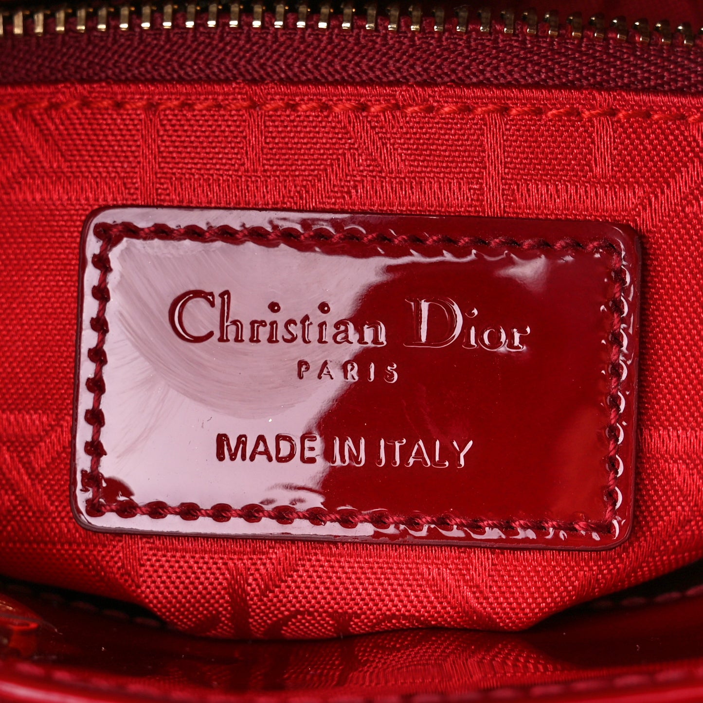 Patent Cannage Mini Lady Dior Red