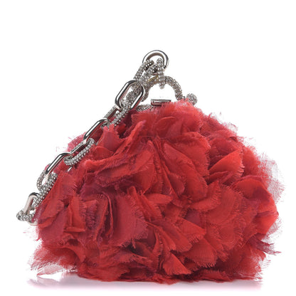 Valentino Garavani Satin Crystal Clutch Red 1 of 7