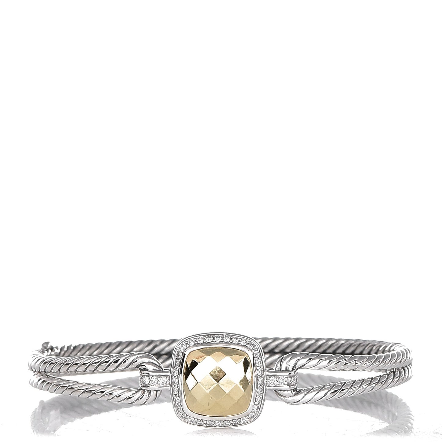 Sterling Silver 18K Yellow Gold Diamond Albion Cable Bracelet